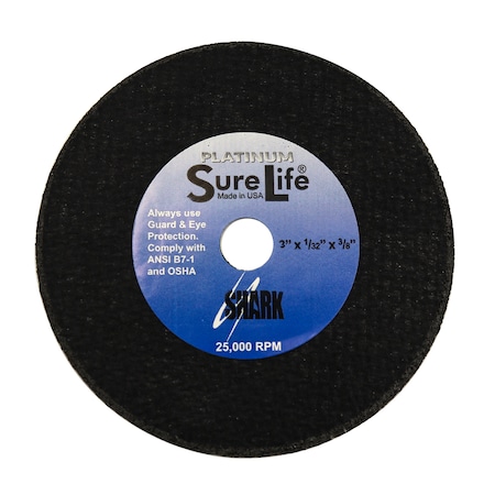 Shark Industries 3" x 1/32" x 3/8" Zirconia Sure-Life Cut-off Wheels 60 Grit - 10 Pk 26SL-10